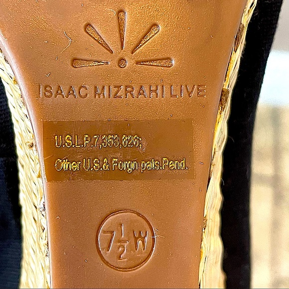 Isaac Mizrahi Live! Black Canvas Peep Toe
Straw like Wedges Bow Detail  … - Picture 4 of 17